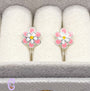 White/Pink Flower Clip-on Earrings for Children – Painless without Ear Piercing